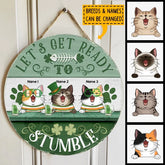 Individuelle Holzschilder zum St. Patrick's Day, Geschenke für Katzenliebhaber, individuelle Schilder „Let Get Ready To Stumble“ im Freien, Geschenke für Katzenmama